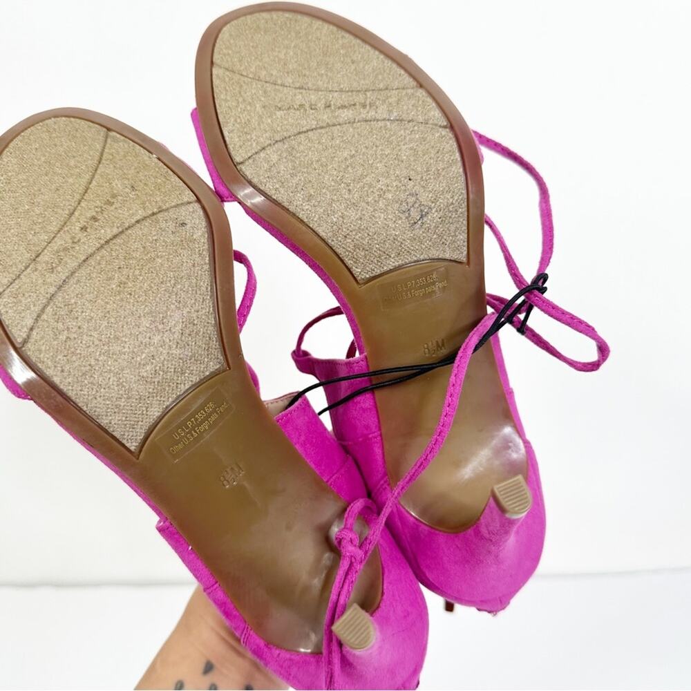 NEW Marc Fisher Size 8.5 Pink Faux Suede Lace Up Heeled Sandals - Picture 5 of 12